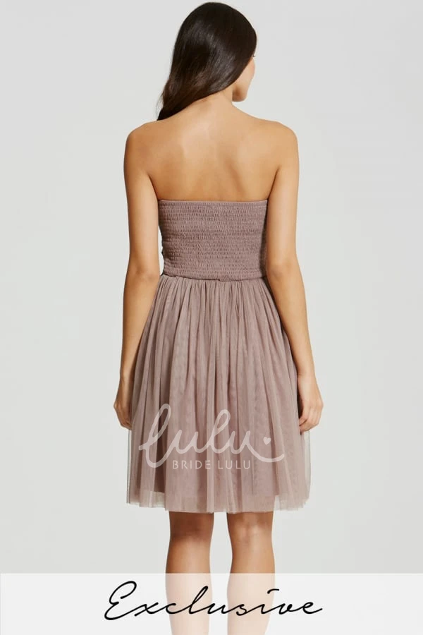Strapless Tulle Bridesmaid Dress with Appliques in Short Length