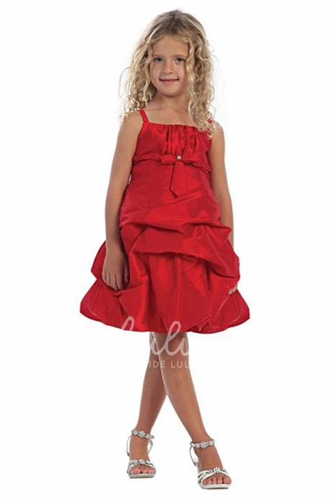 Beaded Lace Flower Girl Dress with Tiers Knee-Length