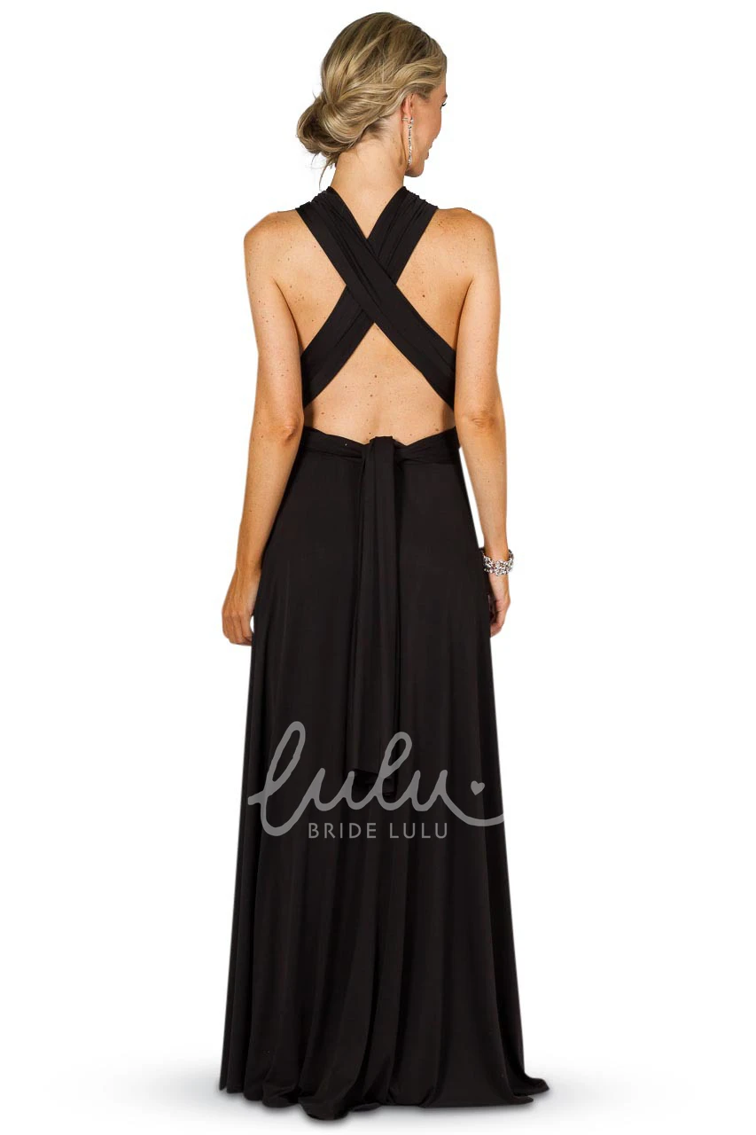 Ruched Sheath Convertible Bridesmaid Dress Long Chiffon