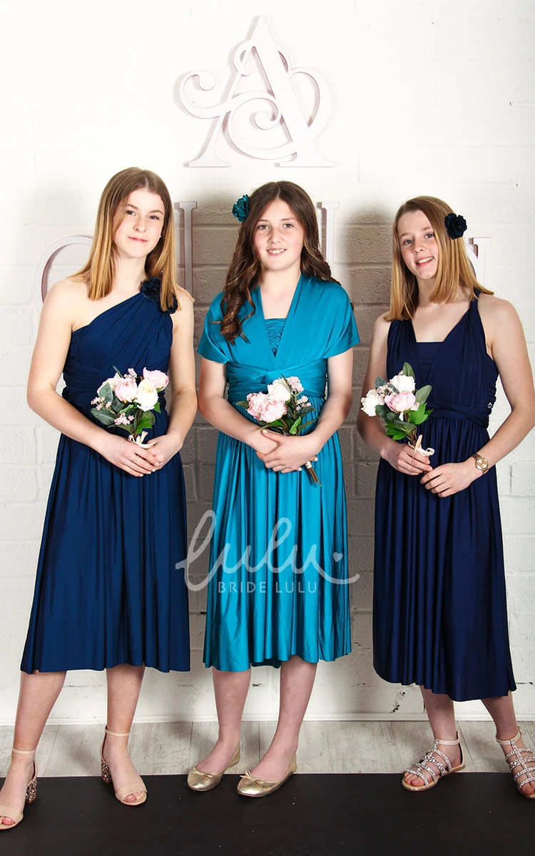 Tea-length A Line Jersey Bridesmaid Dress Sexy & Classy