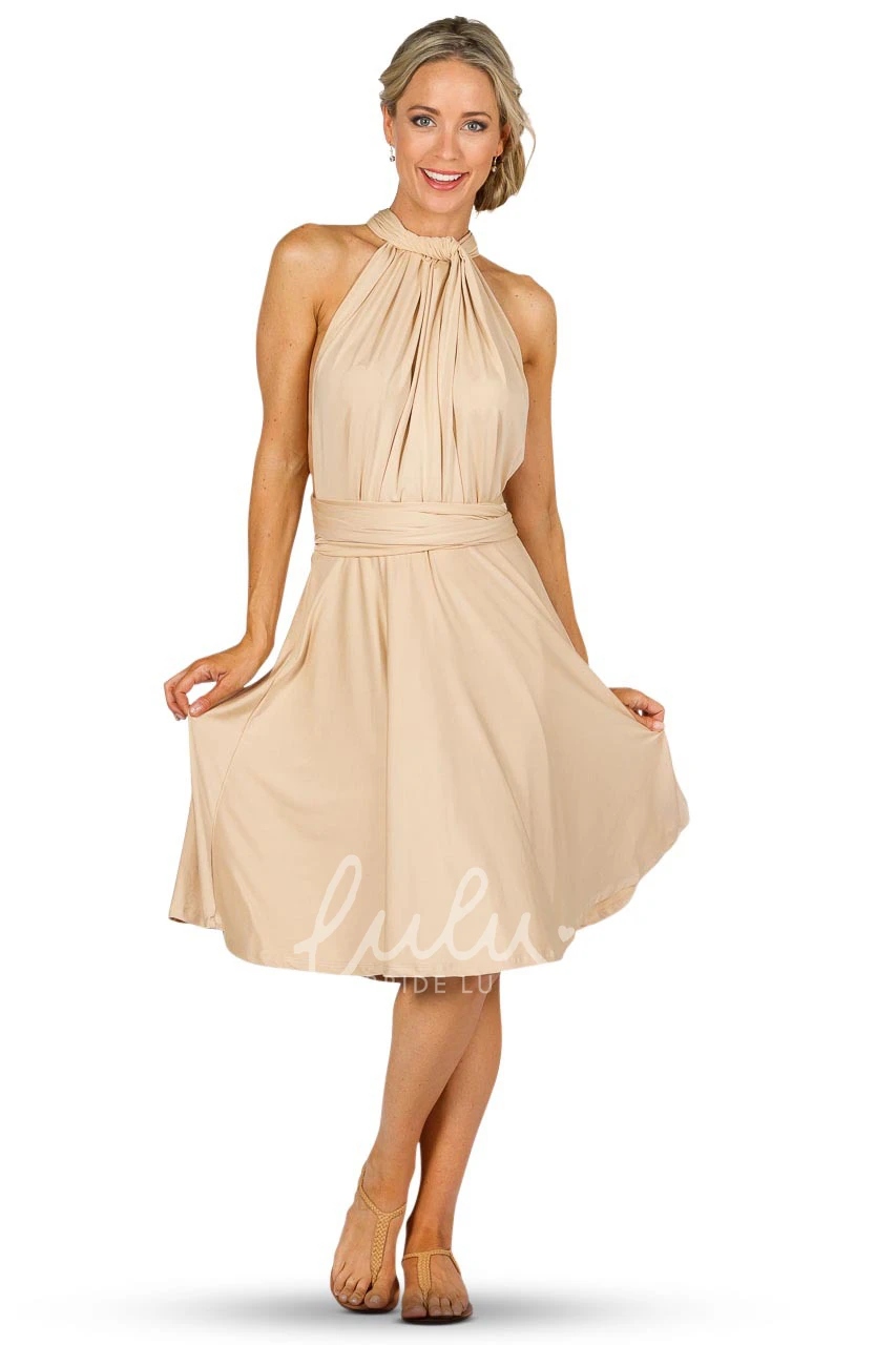 Ruched Chiffon Bridesmaid Dress with Straps Knee-Length One-Shoulder