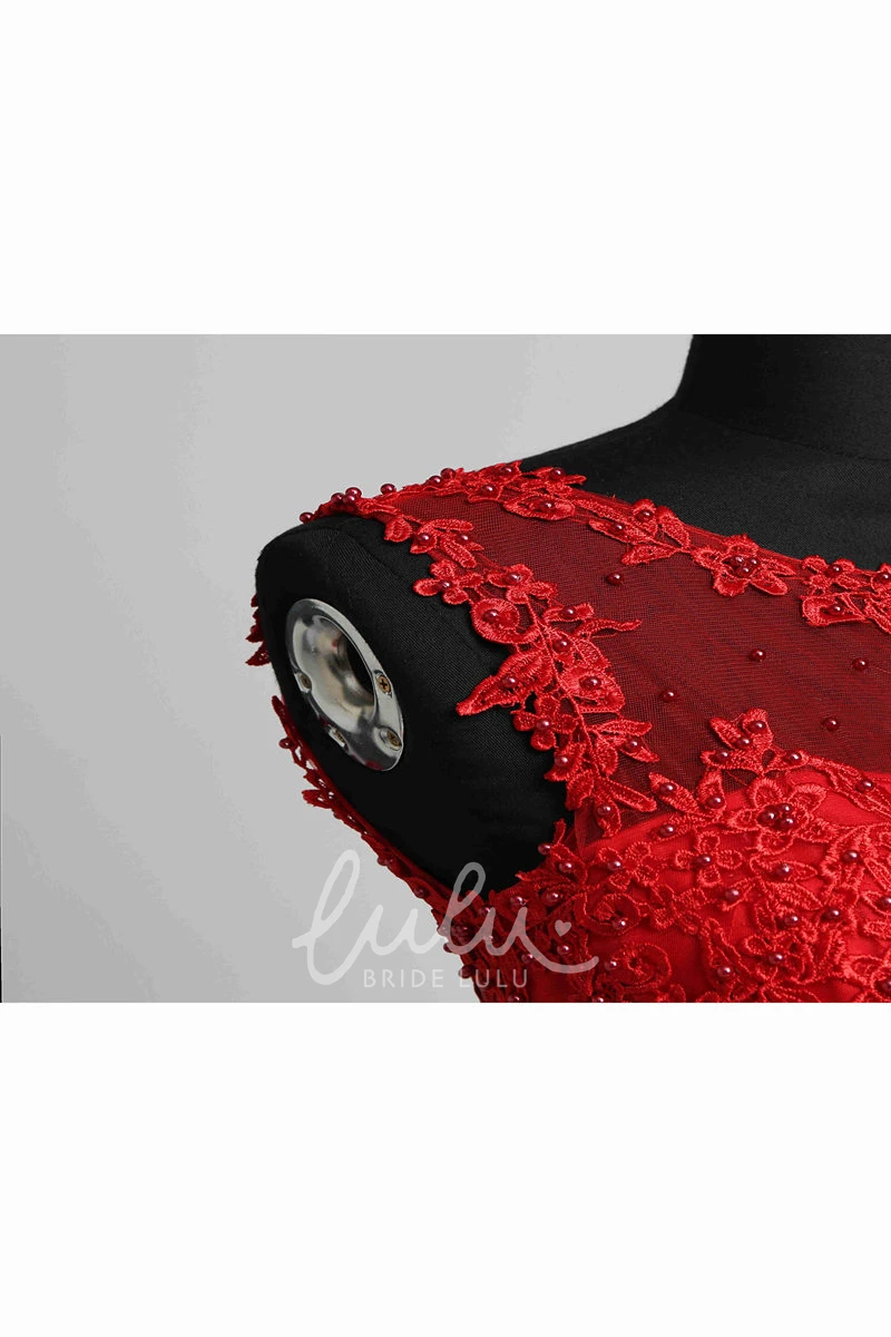 Modest Tulle A-Line Scoop Sleeveless Knee-Length Dress with Sequins for Prom