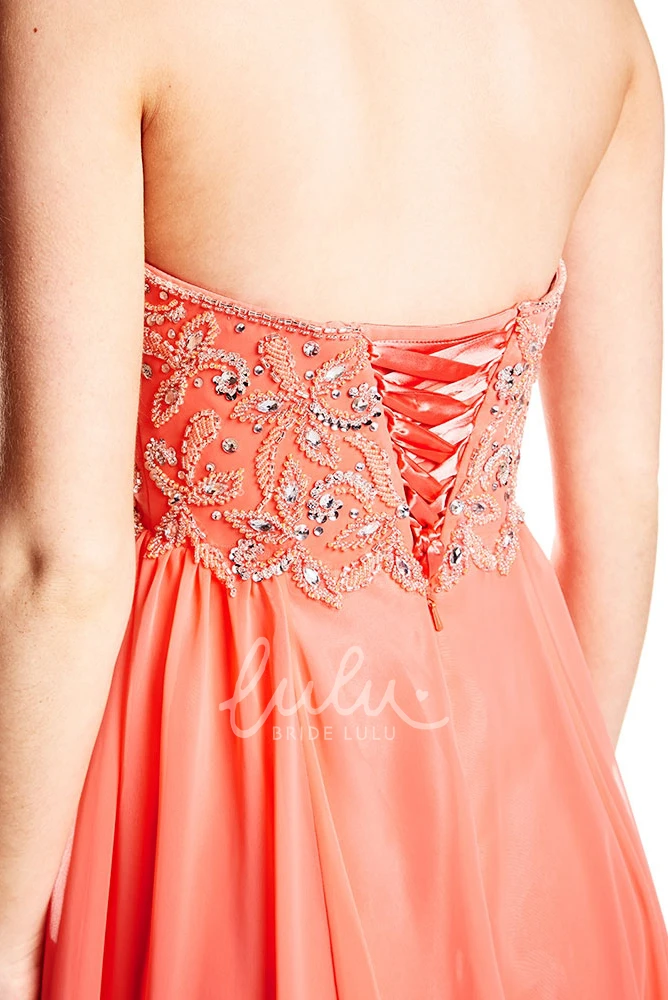 Strapless Chiffon Prom Dress with Beading and Brush Train Stunning Prom Dress