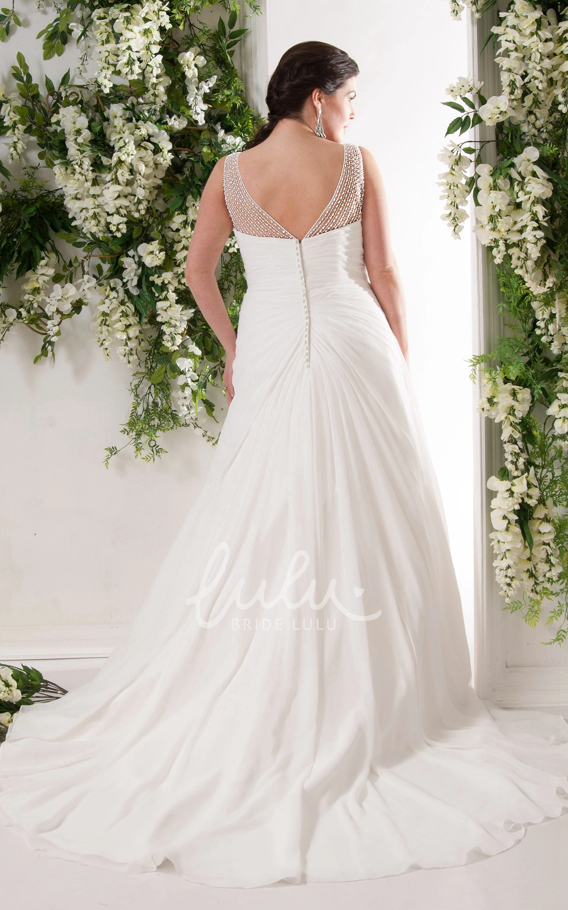 Chiffon V-Neck Bridesmaid Dress with Beading and Ruching