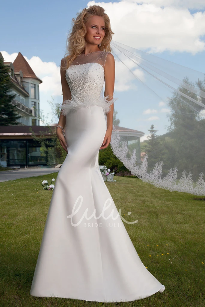 Beaded Jersey Wedding Dress with Lace-Up Jewel Floor-Length