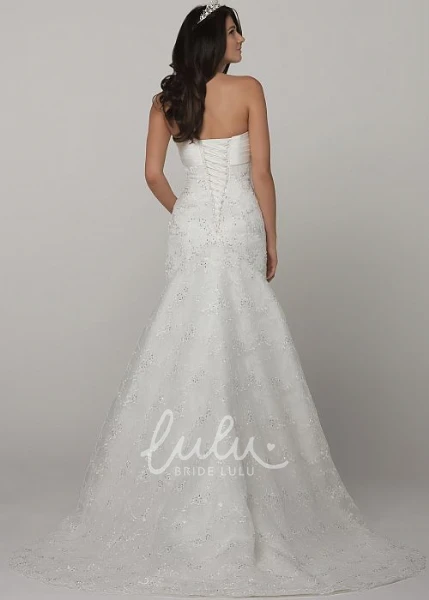 Strapless Lace A-Line Wedding Dress with Lace-Up Back Classic Wedding Dress