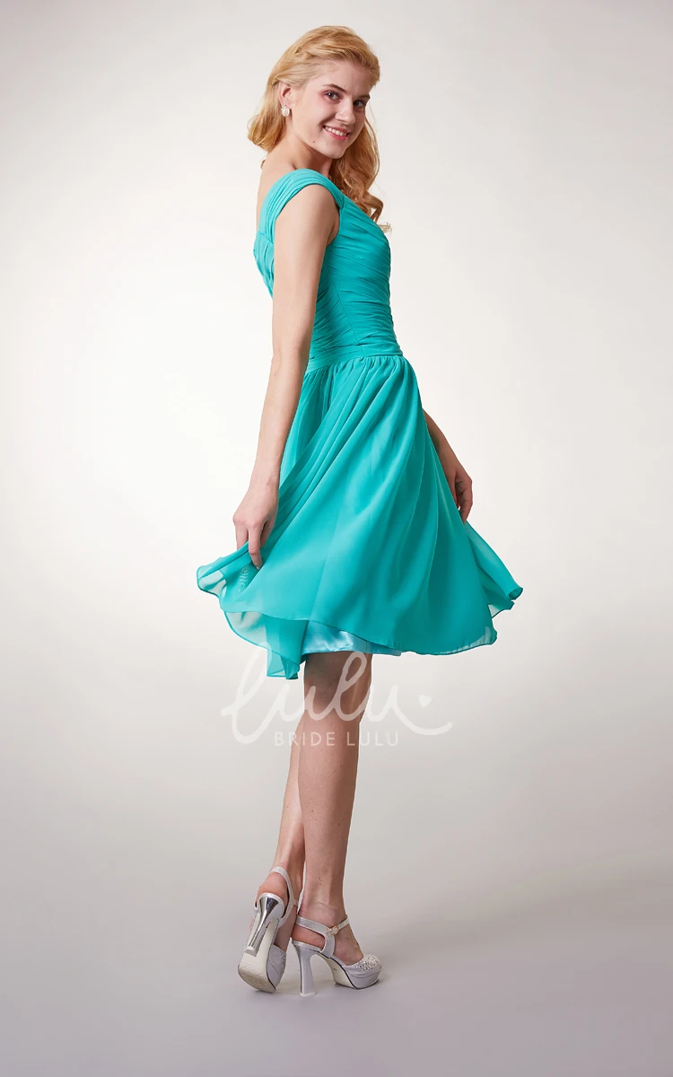 Chiffon Bridesmaid Dress with Cap Sleeves and Ruching