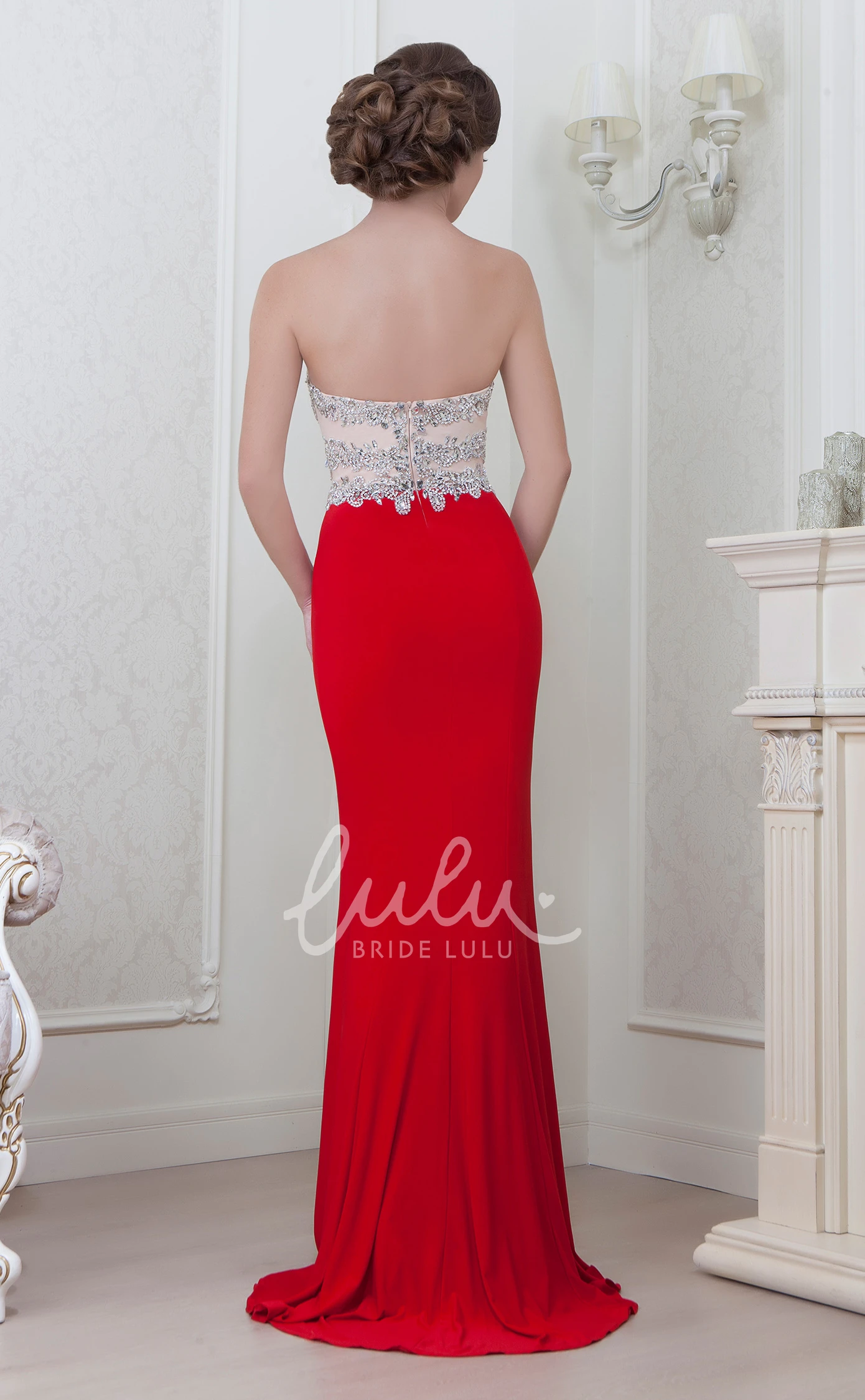Crystal Sleeveless Sweetheart Sheath Evening Dress