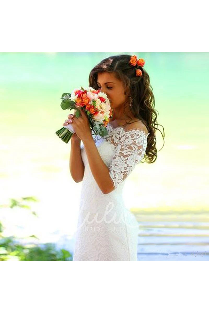 Modern Off-the-shoulder Half-sleeve Mermaid Spring Wedding Dress With Lace