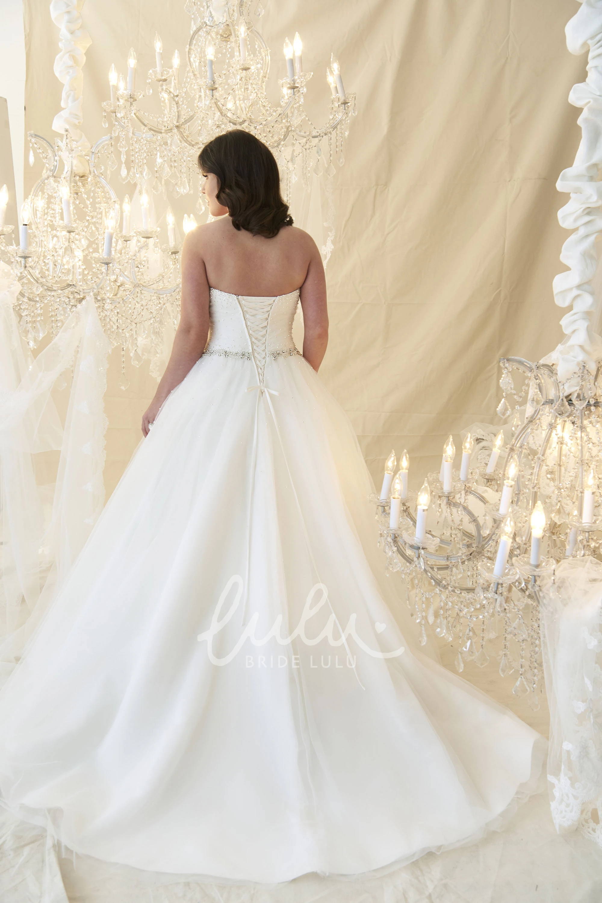 A-Line Sleeveless Long Beaded Sweetheart Tulle Plus Size Wedding Dress Classic Tulle Wedding Dress