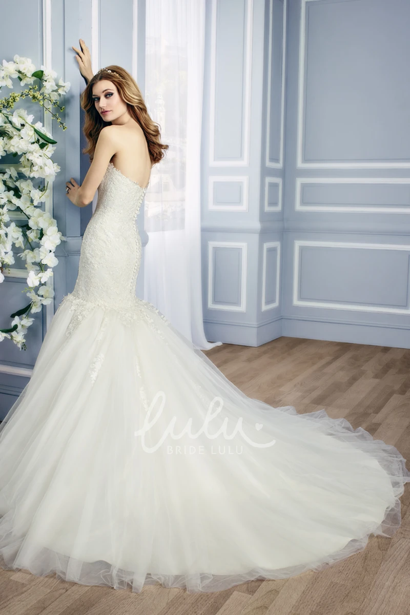 Ruffled Backless Mermaid Tulle Wedding Dress Sleeveless