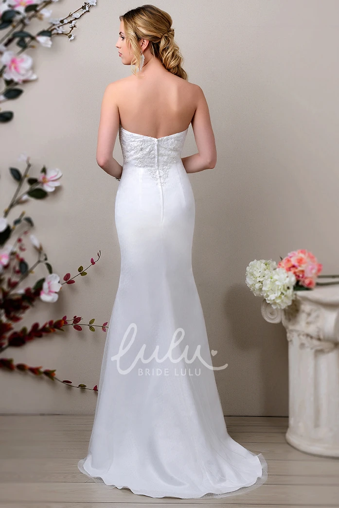 Trumpet Lace Wedding Dress Sweetheart Satin Bodice Tulle Overlay