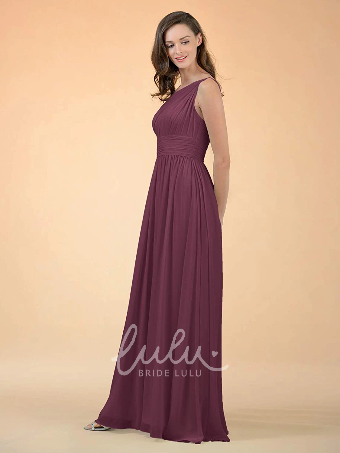 One-shoulder Sleeveless Chiffon A-line Bridesmaid Dress with Ruching Elegant