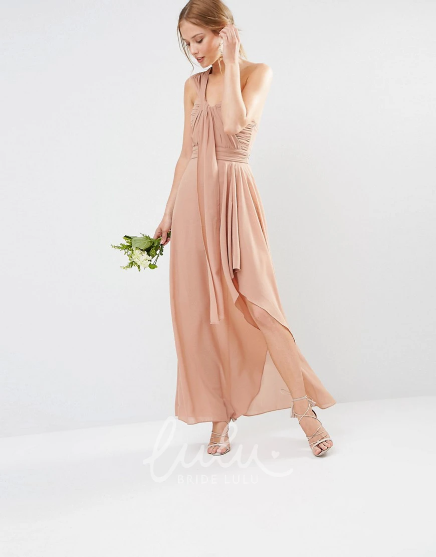 Ruched One-Shoulder High-Low Chiffon Bridesmaid Dress