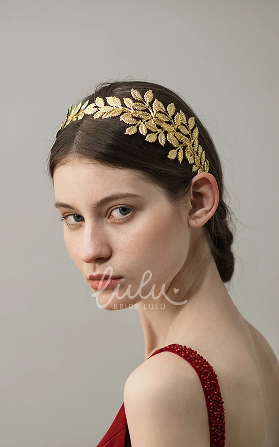 Golden Handmade Floral Bridal Headband
