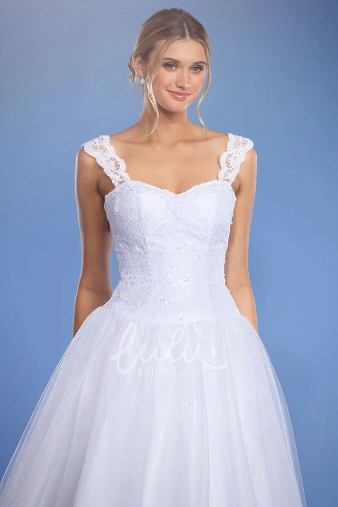 Lace A-Line Floor-Length Satin Wedding Dress Timeless Wedding Dress