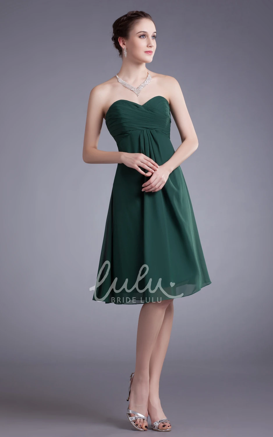 A-Line Knee Length Chiffon Prom Dress with Draping and Ruching Elegant Prom Dress 2025