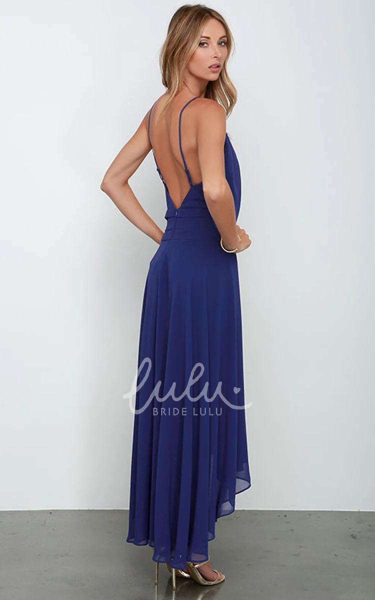 Chiffon Sleeveless Prom Dress with High-Low Hem and Side Split