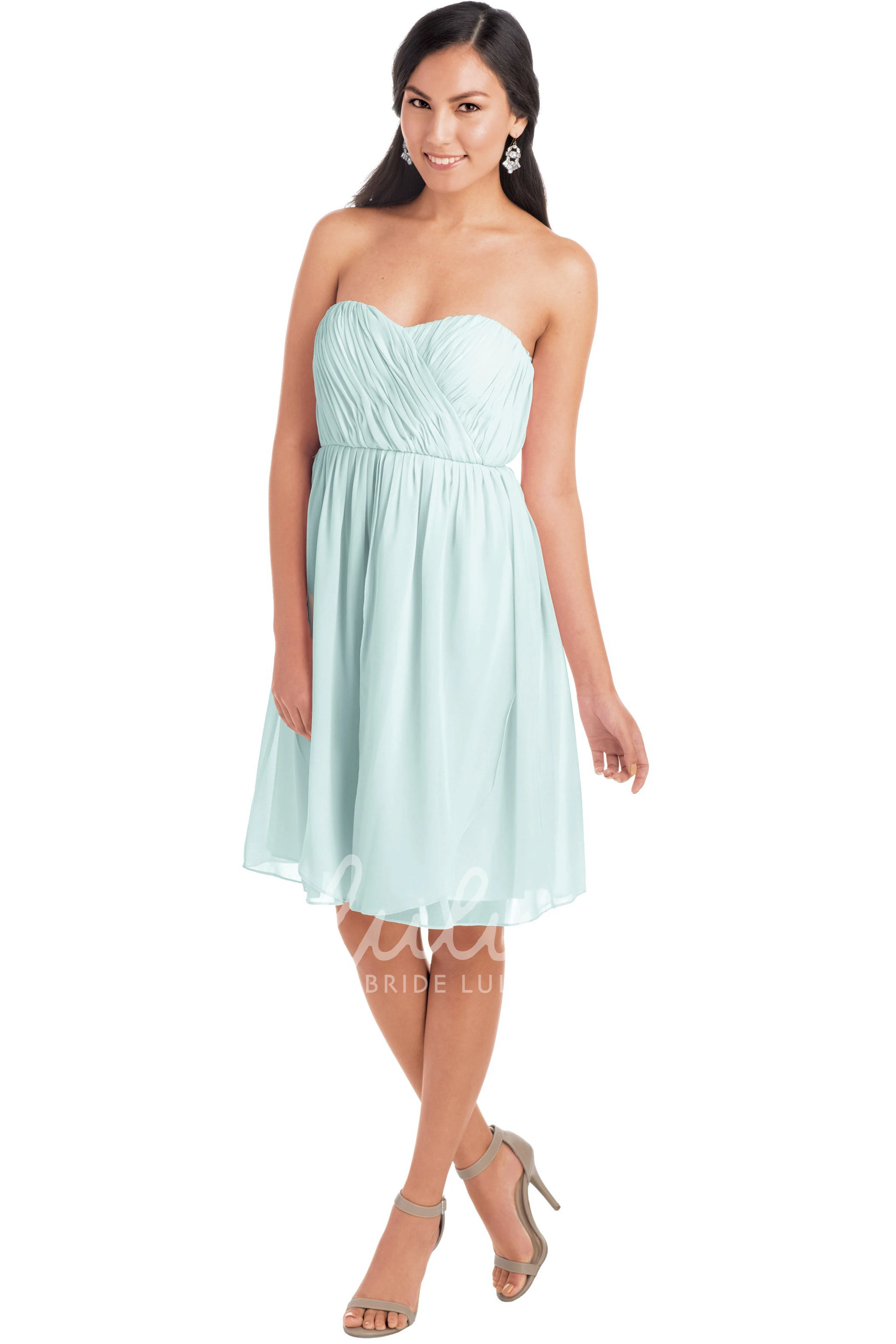 Knee-Length Sweetheart Sleeveless Chiffon Convertible Bridesmaid Dress Criss-Cross Muti-Color