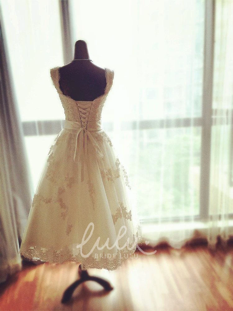 Alce Tea-Length Wedding Dress with Beaded Waistband Chic Bridal Attire