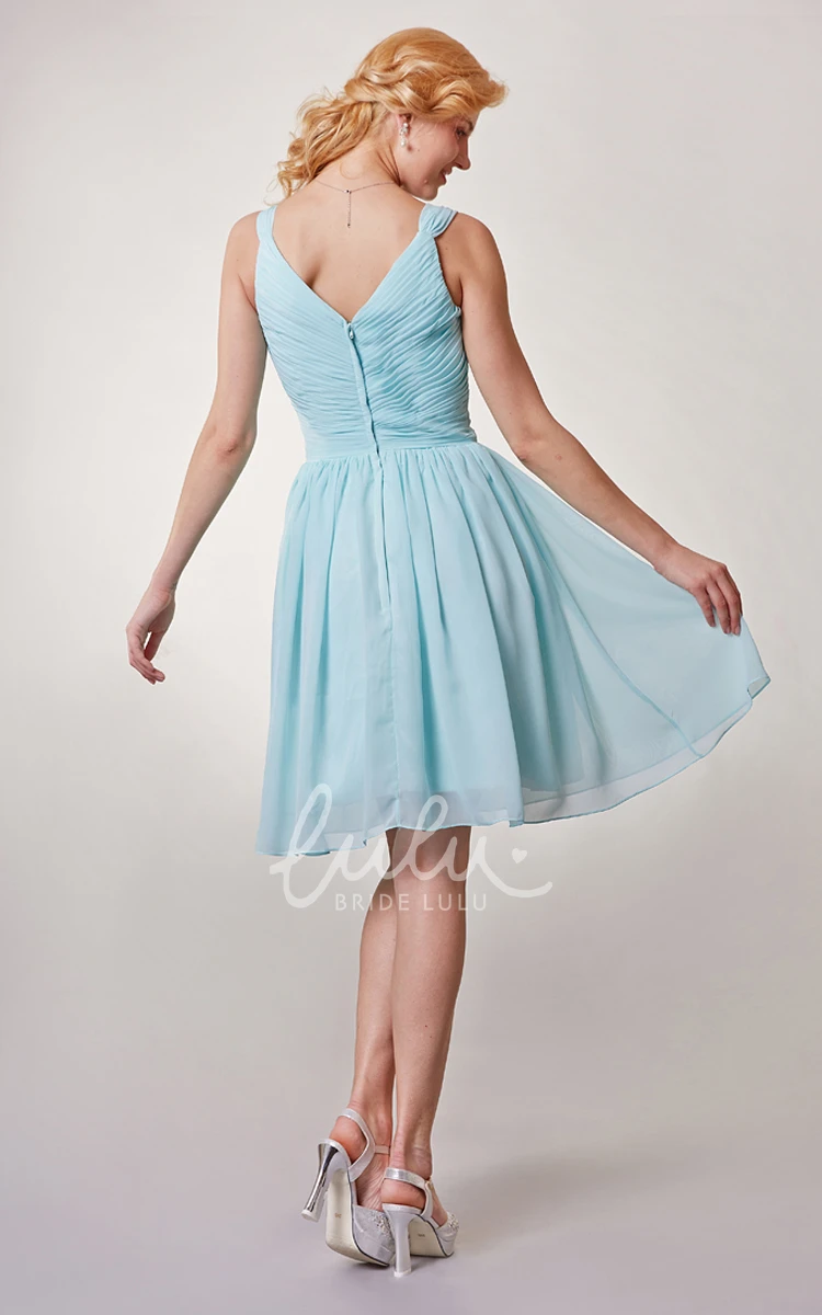 Ruched Chiffon Bridesmaid Dress with V-neck