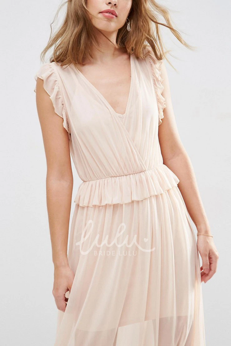Sleeveless Sheath Chiffon Bridesmaid Dress with Ruching Modern Bridesmaid Dress