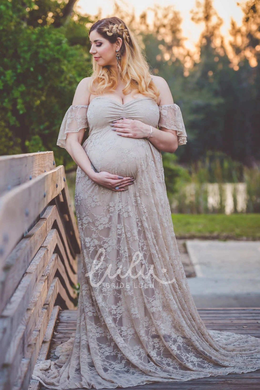 Short Sleeve Maternity Bridesmaid Dress with A-Line Silhouette