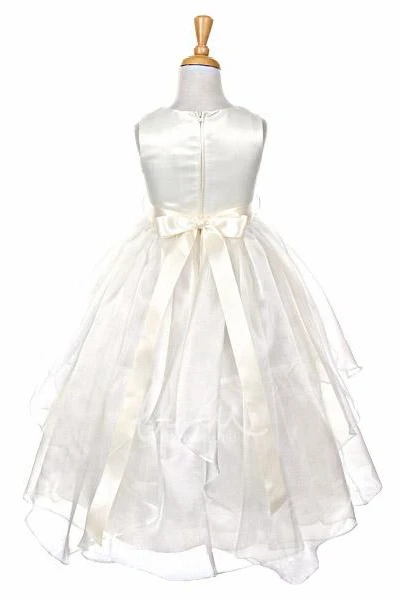 Tiered Organza&Satin Flower Girl Dress Ankle-Length Classy