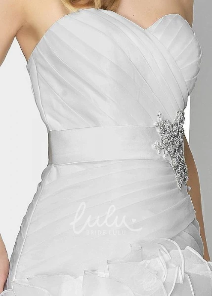 Organza Sweetheart A-Line Wedding Dress with Jeweled Bodice and Brush Train