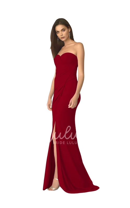 Off-Shoulder Satin Bridesmaid Dress with Front Split Simple & Elegant