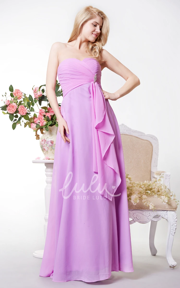 Beaded Chiffon Sweetheart Bridesmaid Dress with Crisscross Bodice