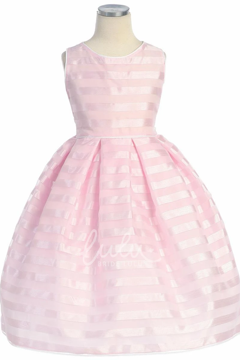 Pleated Organza Flower Girl Dress Tea-Length
