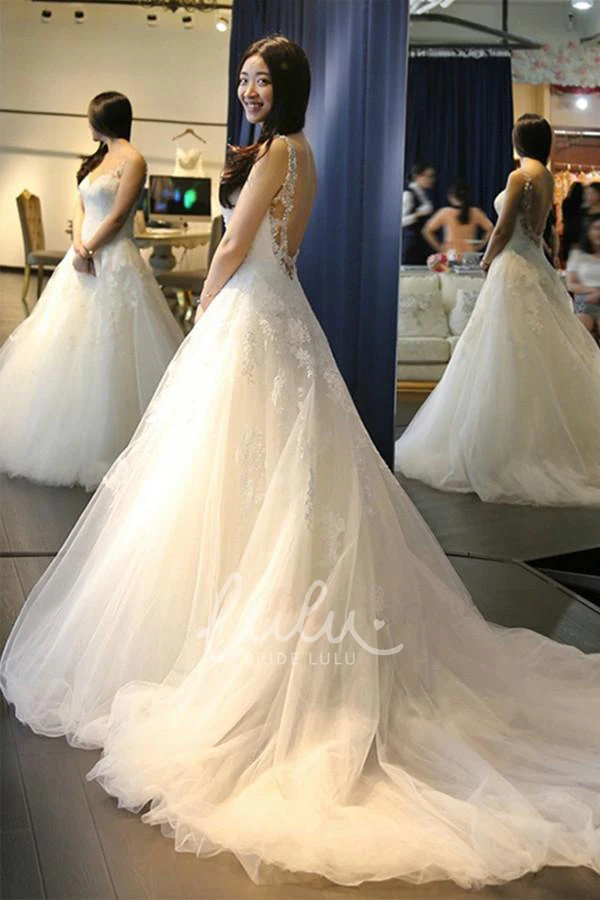 Sweetheart Lace Ball Gown Deep-V Back Wedding Dress Classy Bridal Gown