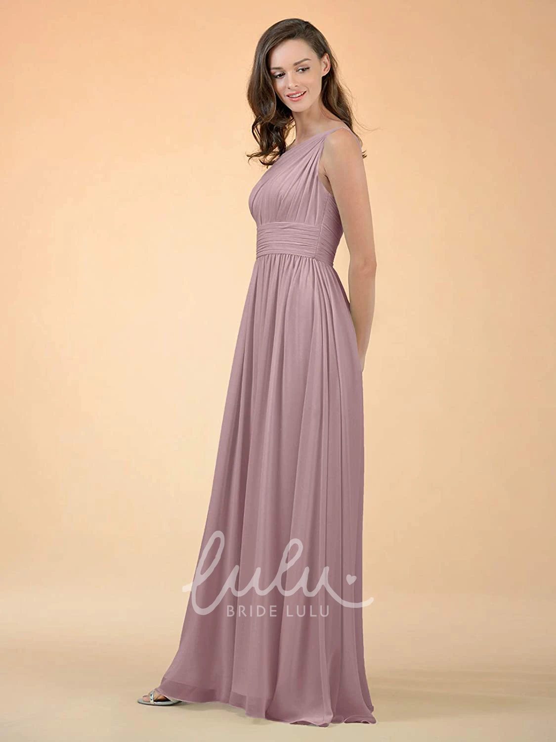 Chiffon One-Shoulder A-Line Bridesmaid Dress with Ruching Simple & Elegant