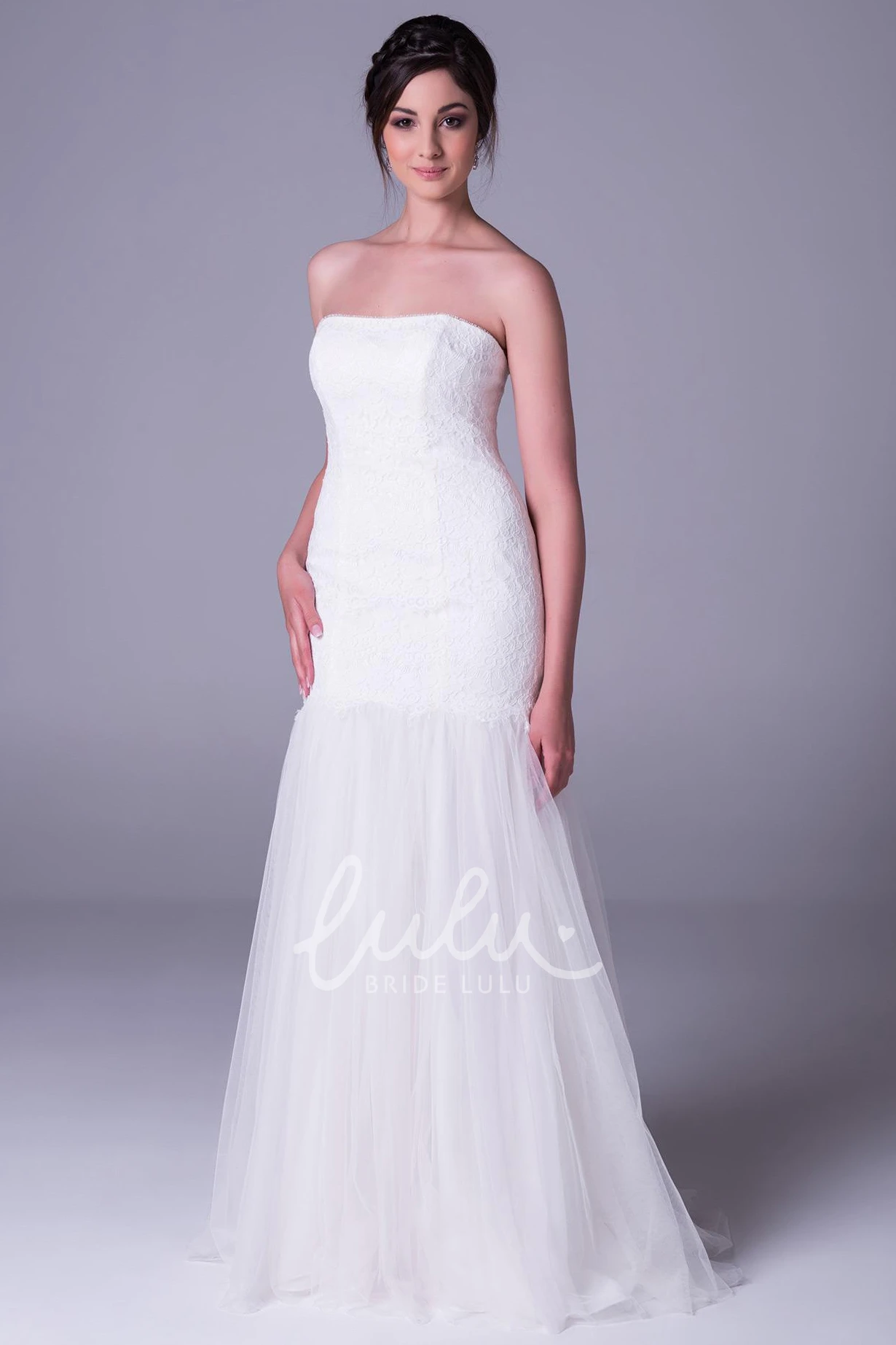 Tulle&Lace Trumpet Strapless Wedding Dress