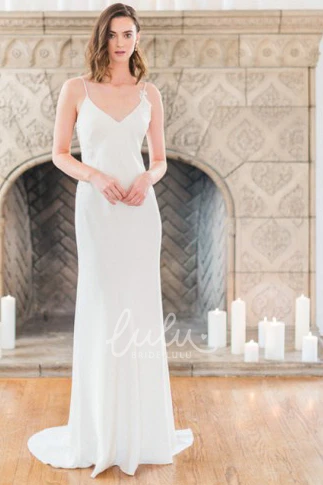 Spaghetti Strap Sheath Wedding Dress with Floor-Length
