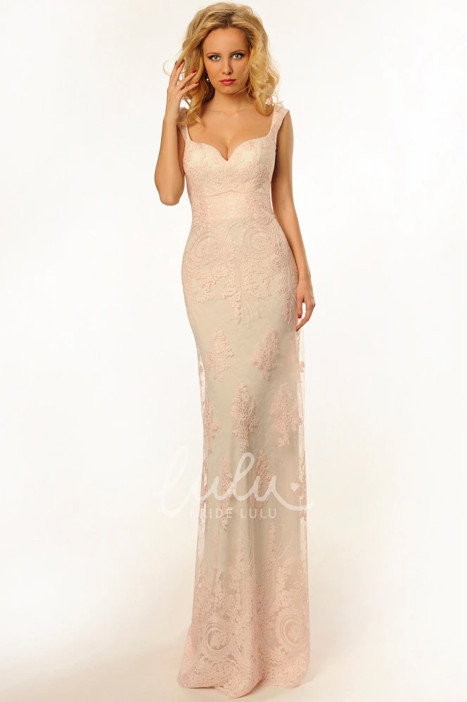 Backless Lace Prom Dress with Applique and Brush Train