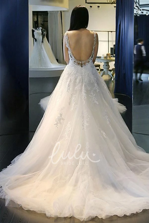 Sweetheart Lace Ball Gown Deep-V Back Wedding Dress Classy Bridal Gown