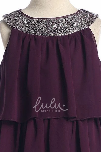 Chiffon & Sequins Embroidered Flower Girl Dress Elegant Dress for Weddings