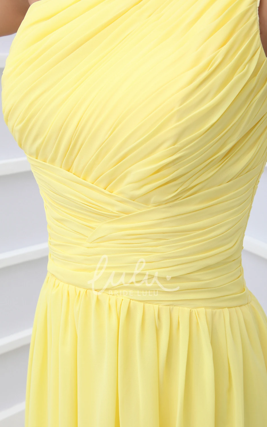 Vintage Chiffon One-Shoulder Bridesmaid Dress with Empire Waist