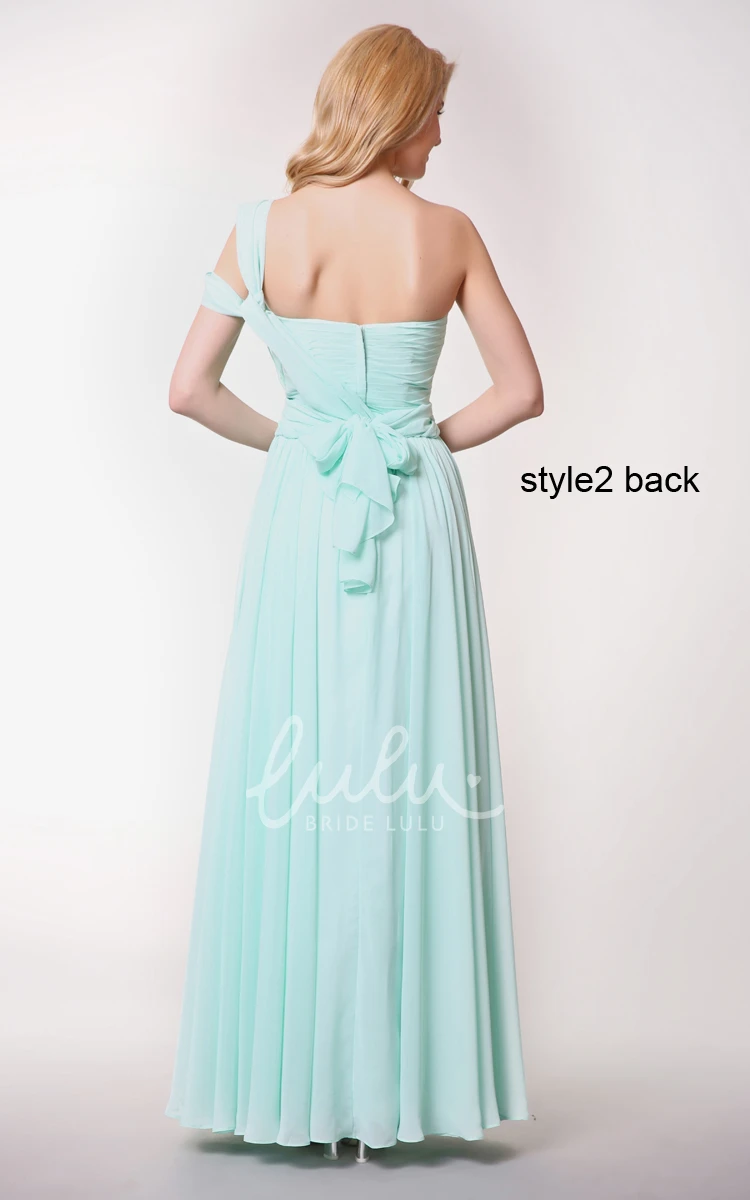 Long Chiffon Dress with Ruching Sleeveless Prom Dress Convertible