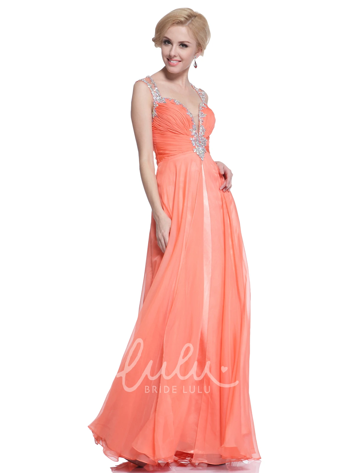 Ruched A-Line Bridesmaid Dress with Queen Anne Neckline and Keyhole