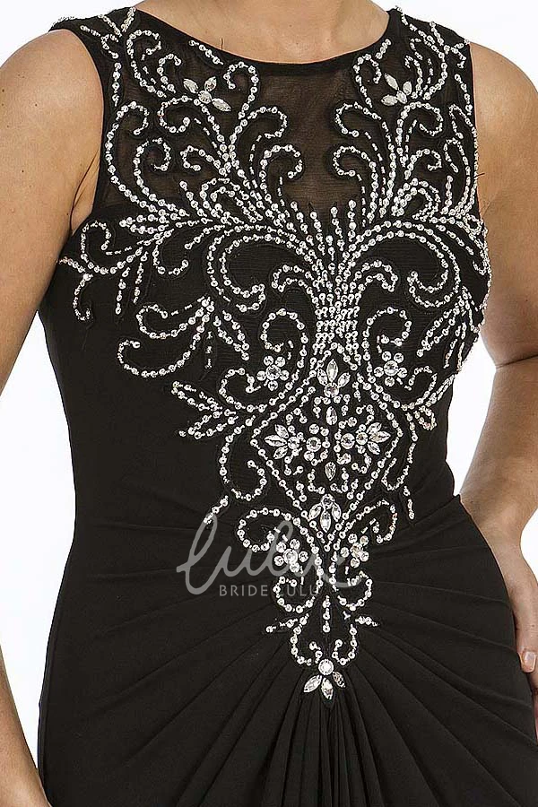 Sleeveless Beaded Scoop Long Chiffon Prom Dress Flowy Beaded Chiffon Prom Dress with Scoop Neckline