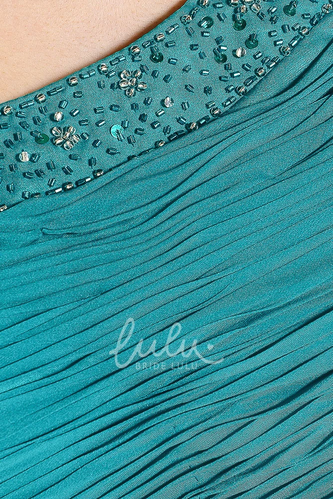 Chiffon One-Shoulder Ruched Sleeveless Prom Dress with Straps Flowy Prom Dress