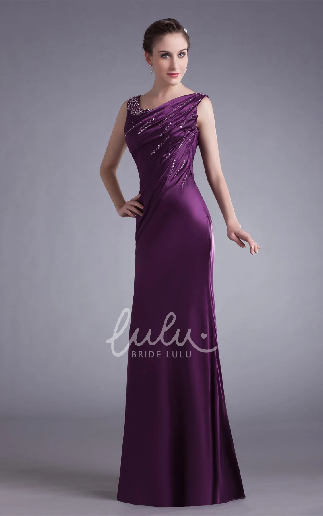 Sleeveless Satin Sheath Formal Gown Elegant Prom Dress