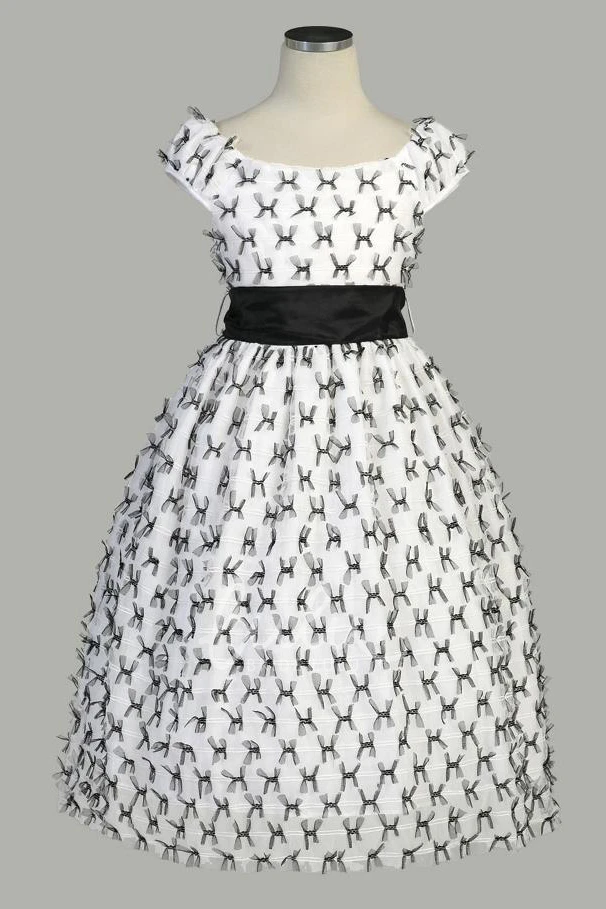 Tiered Tulle and Taffeta Cap-Sleeve Flower Girl Dress Cute Bridesmaid Dress