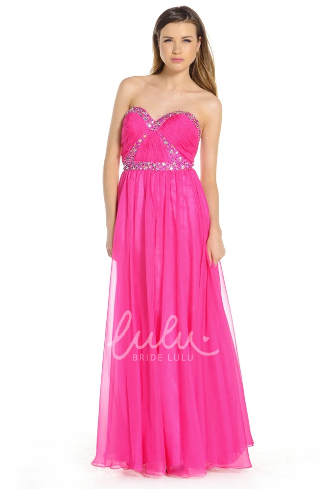 Sweetheart Floor-Length A-Line Prom Dress with Ruched Beading and Pleats Unique Formal Dress
