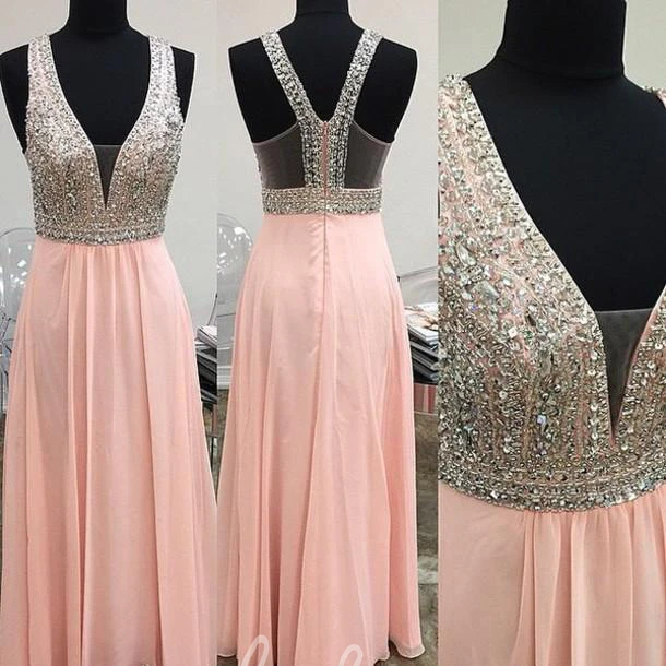 Lovely Pink Halter Chiffon Prom Dress with Beading for Women's Formal Occasions