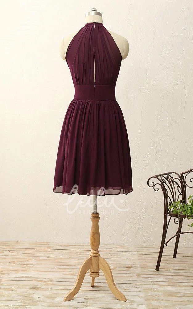 Halter A-line Chiffon Short Bridesmaid Dress with Zipper