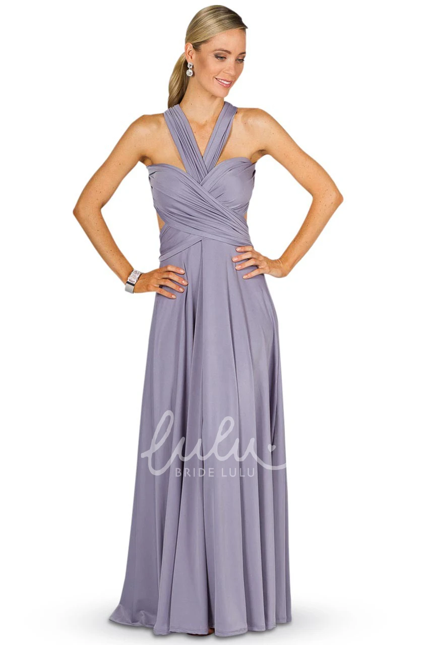 A-Line Floor-Length Haltered Chiffon Bridesmaid Dress Simple and Classy